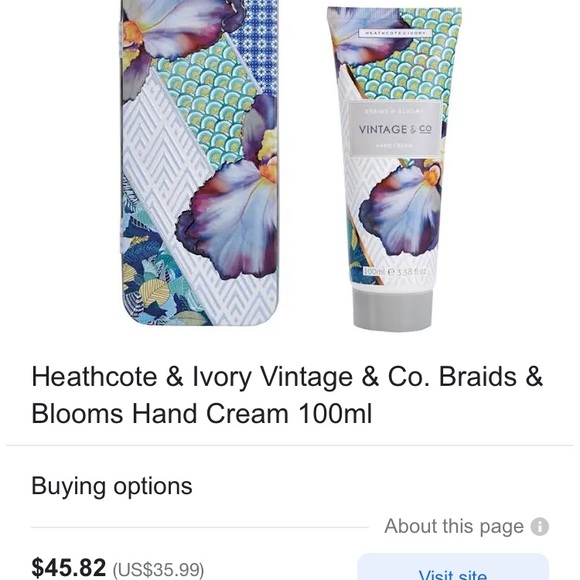 SOLD NWT- Heathcote & Ivory Vintage & Co Braids & Blooms Hand Cream 100ml - Picture 1 of 4